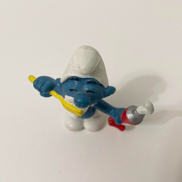 Smurfs Toothpaste Smurf Toothbrush Figure Toy Schleich Peyo - Picture 9 of 13